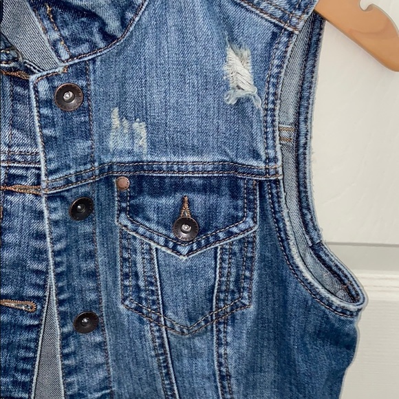 Sleeveless Distressed/Ripped Denim Vest, Size S - Picture 7 of 11